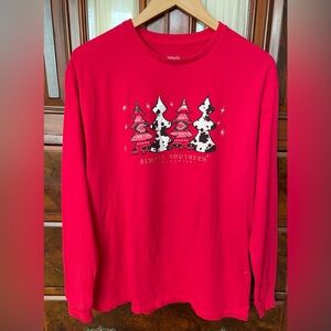 Bright Red Simply Southern Christmas Long  SleeveTee Shirt  Sz  Med